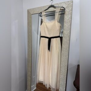 Elegant Cream tulle with Black ribbon Dress